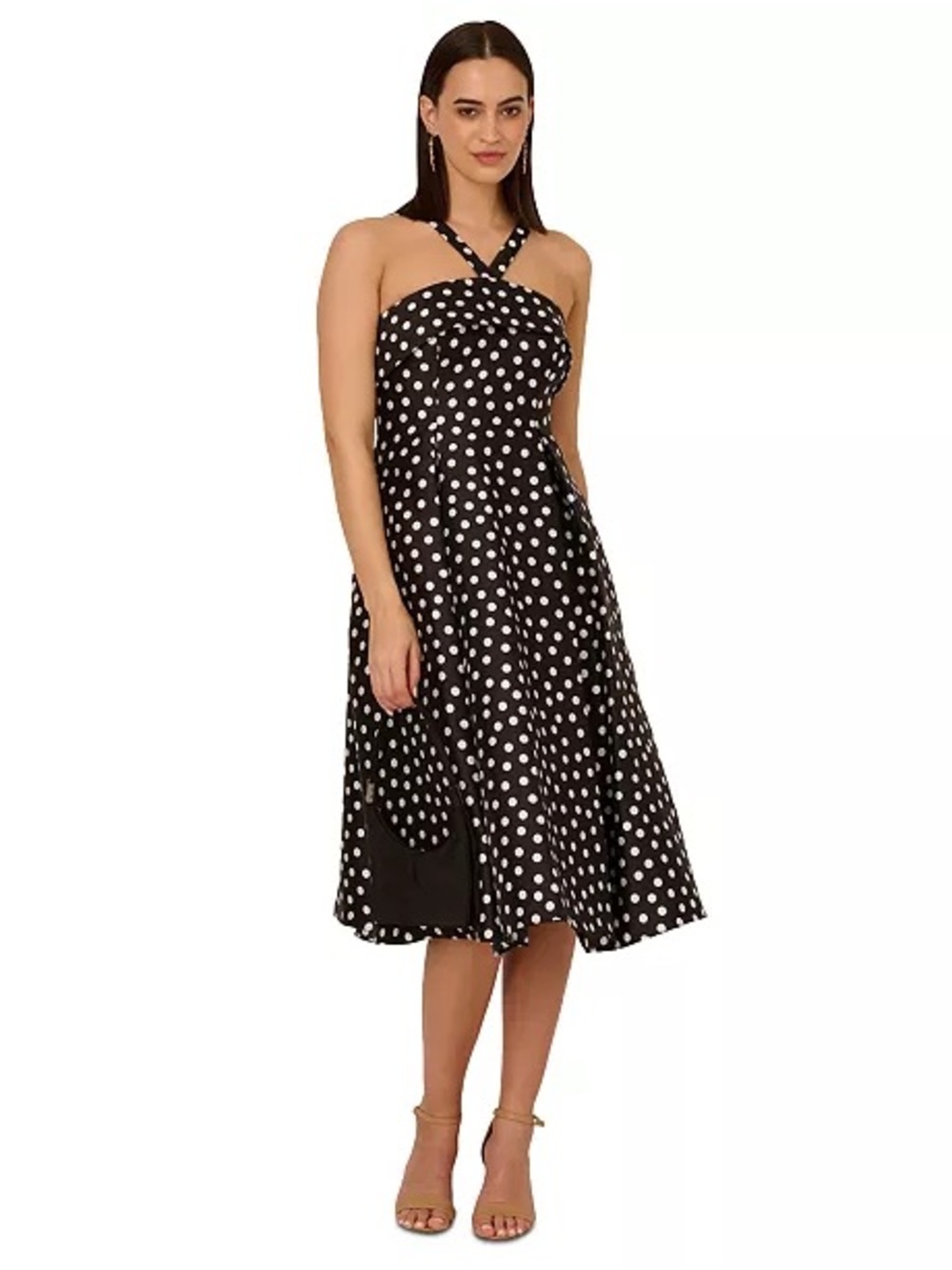 NWT Macys - Adrianna Papell - Women's Polka-Dot Fit & Flare Halter Dress size 12